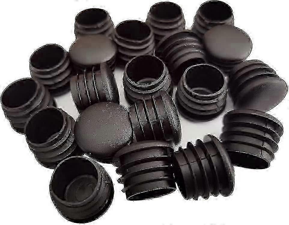 丸型プラスチックプラグ、20個ブラックチューブエンドプラグチェアグライドラウンドエンドプラグ家具チェア/レッグパイプカバーインサート(25mm)-TT -QWER