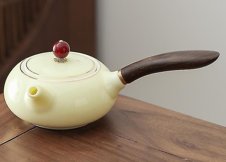 コーヒーティーカップDehua Suet翡翠宝石黄色と白磁カンフーティーセット