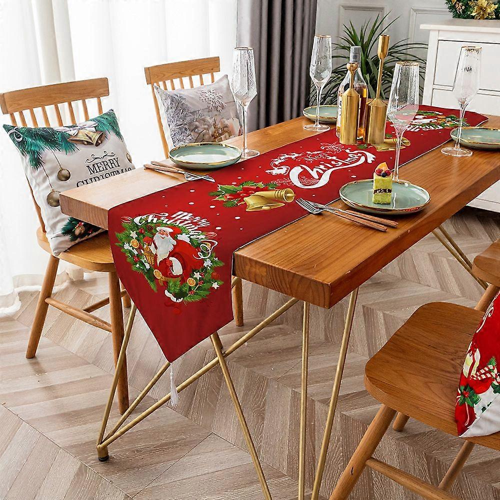 Christmas Table Runner Dustproof Tablecloth Tea Table Decoration Floral Pattern