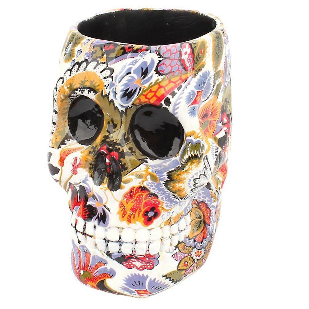 1Pc Resin Pen Storage Holder Pen Container Creative Skull Head Shape Pen Holder
