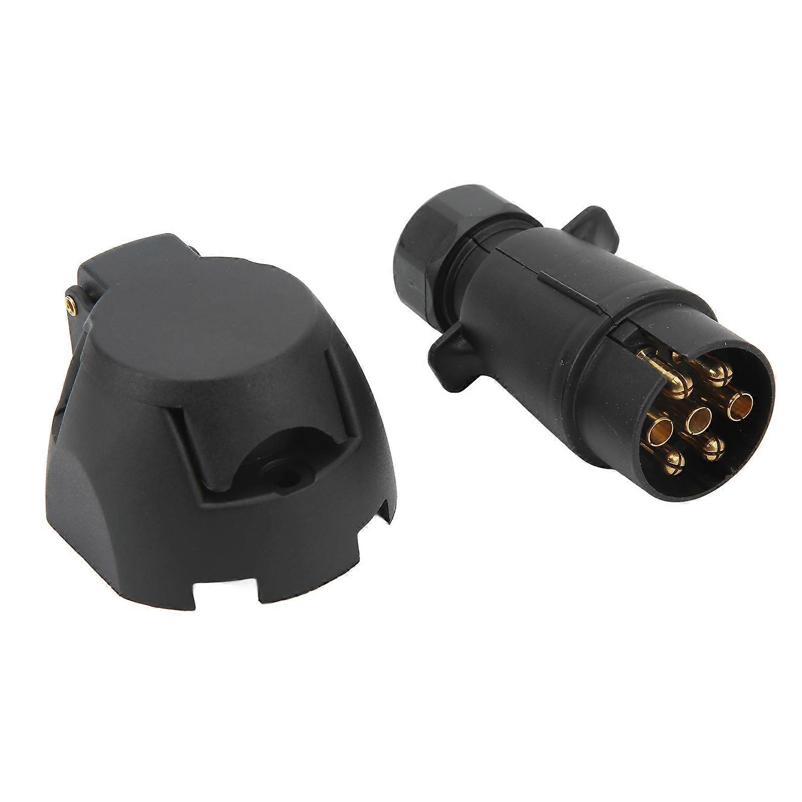 7 Pin Trailer Plug Socket with Gasket Bracket Kit Wiring Harness Connector for Motorboat RV