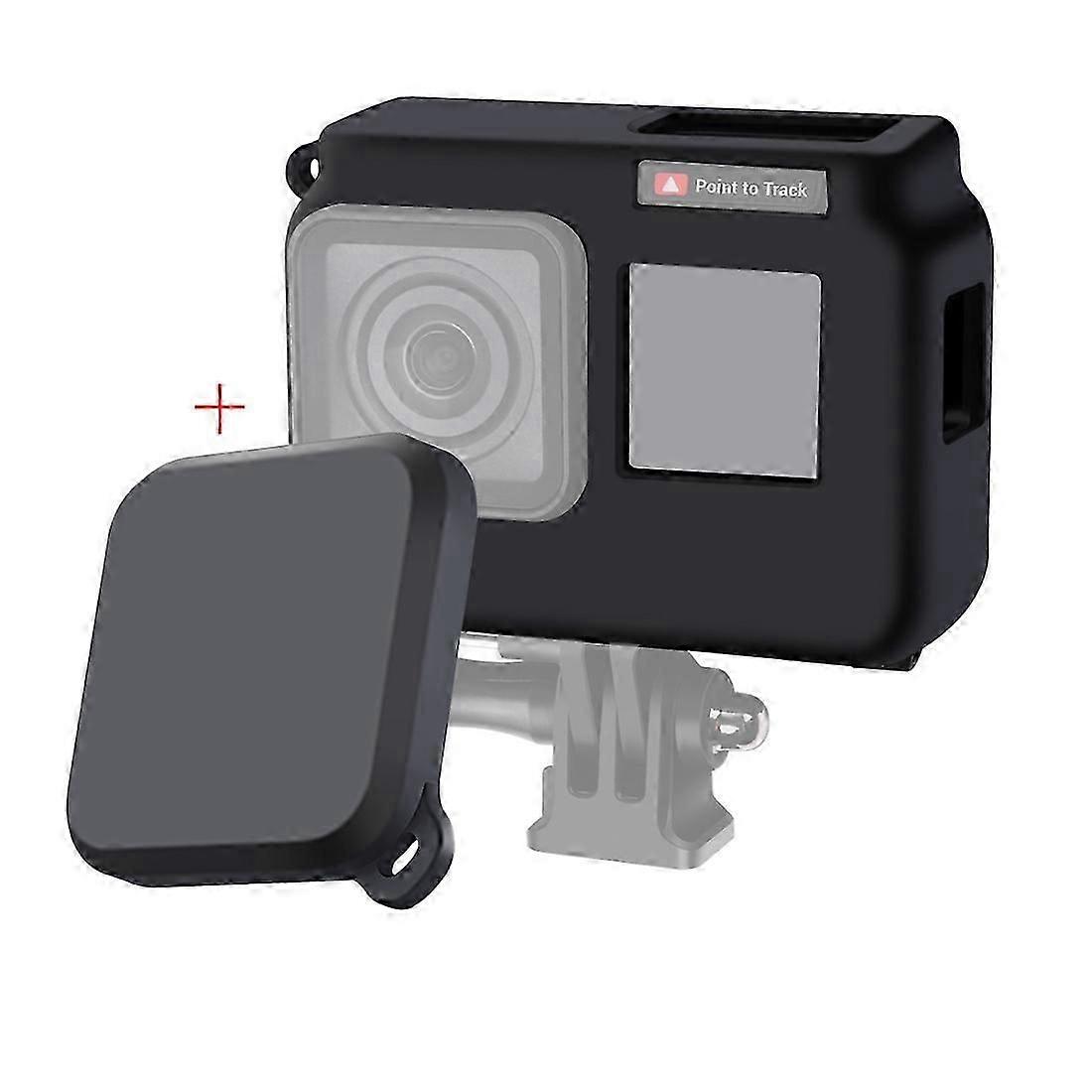 For Insta360 One R 4K with Frame Shockproof Silicone Protective Case with Lens Cap Cover(Black)