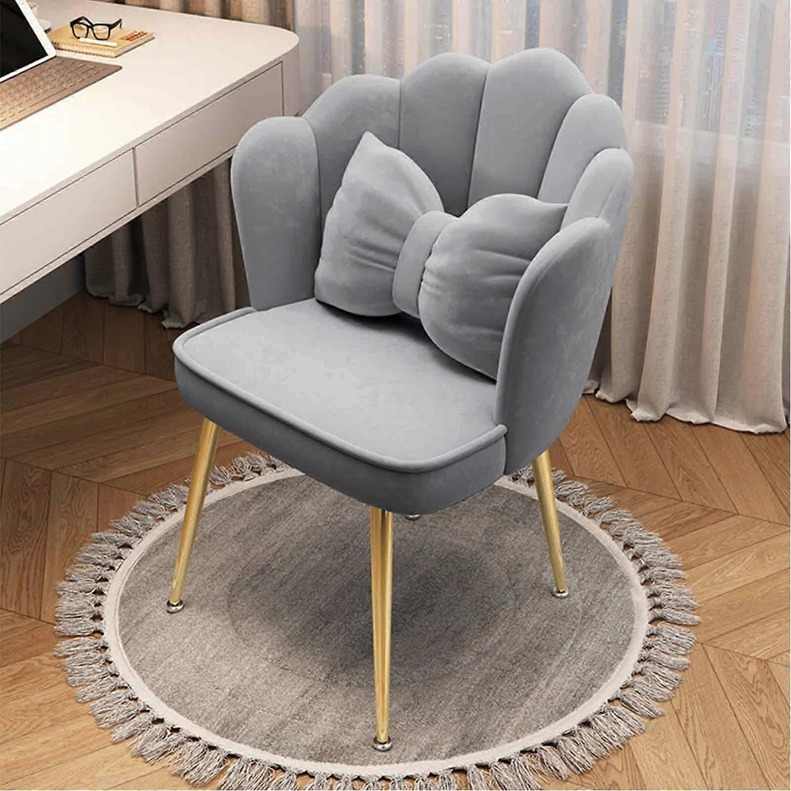 Modern Velvet Makeup Vanity Chair Compact Padded Stool with Backrest Minimalist Design Comfortable Armchair for Dressing Table