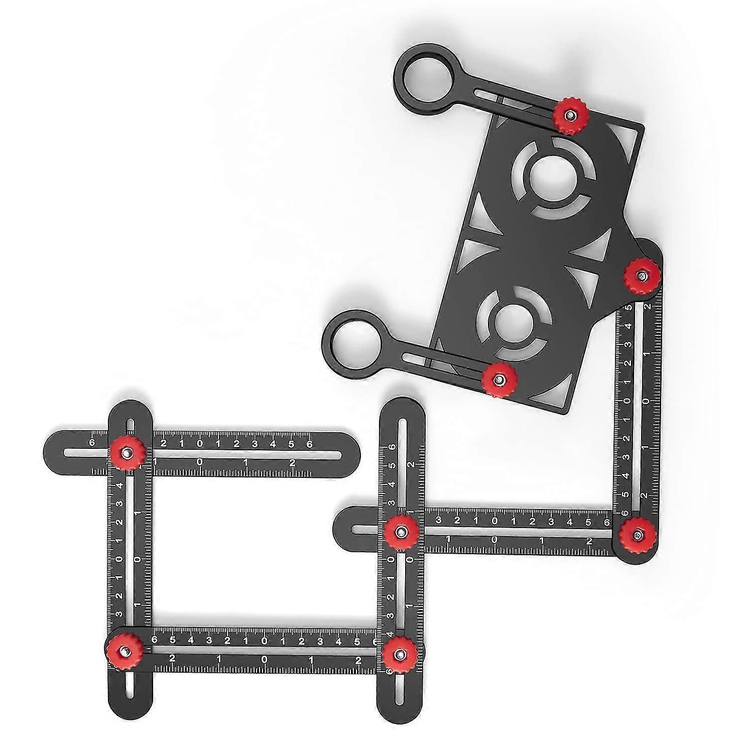 6 Sided Multi Angle Folding Measuring Ruler With Drill Locator 5-holes Positioning Opening Locator