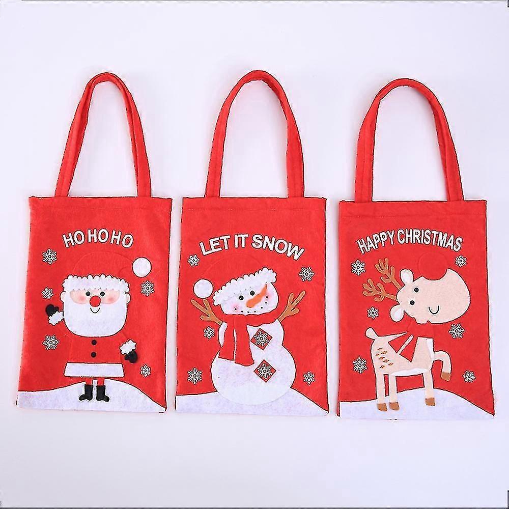 Fabric Christmas Gift Bags, 3pcs Christmas Paper Bags With Handles Christmas Gift Bags With Christma