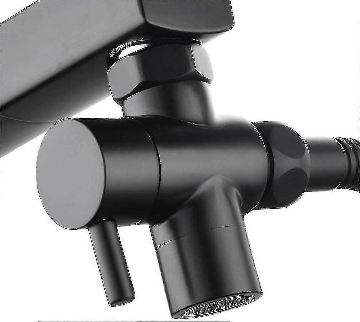 Brass Sink Valve Diverter Faucet Splitter, Faucet Adapter 3 Way Faucet Diverter Valve, Black