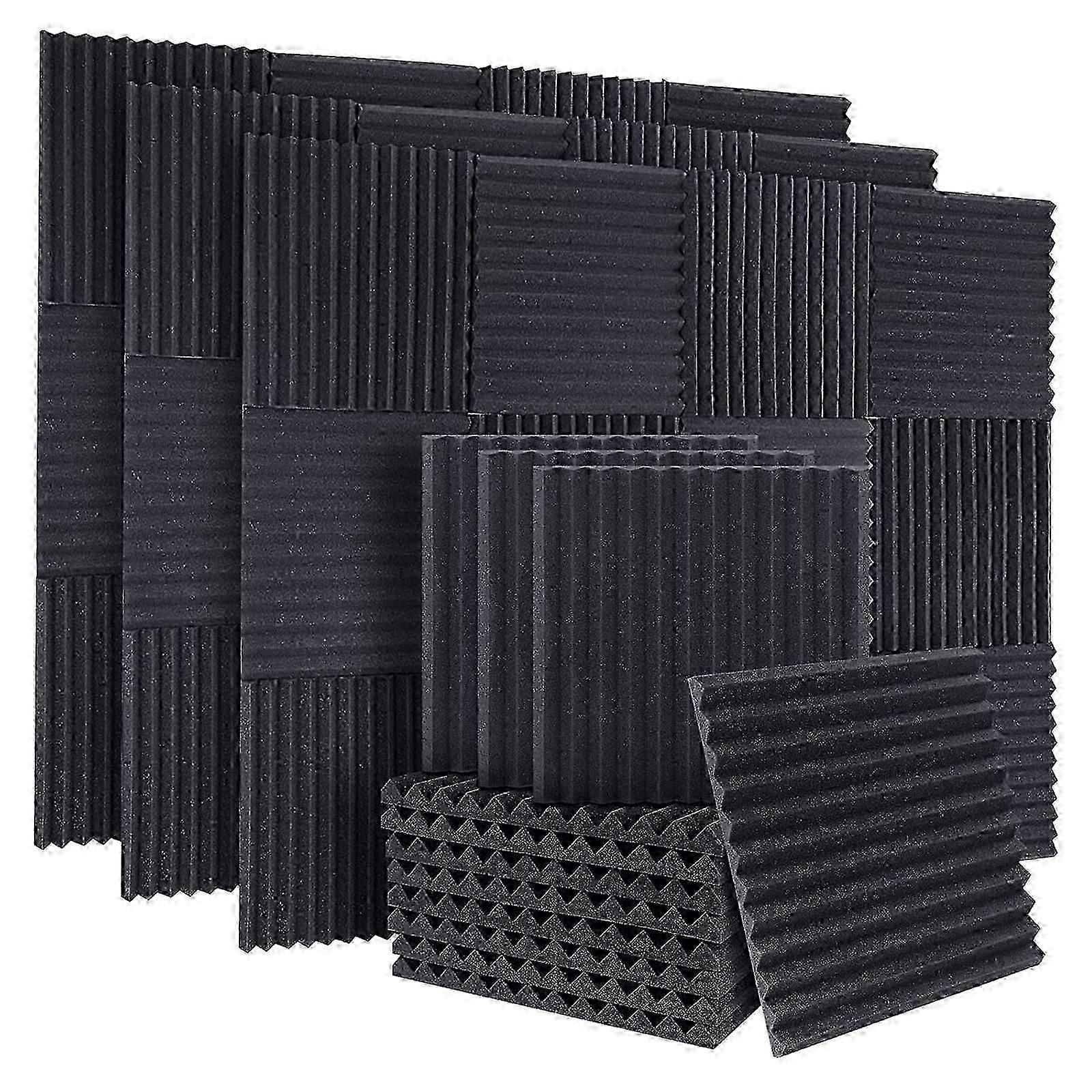 50Pack音響防音フォーム吸音パネル遮音パネルウェッジスタジオ壁天井用、1 "X12" X12"