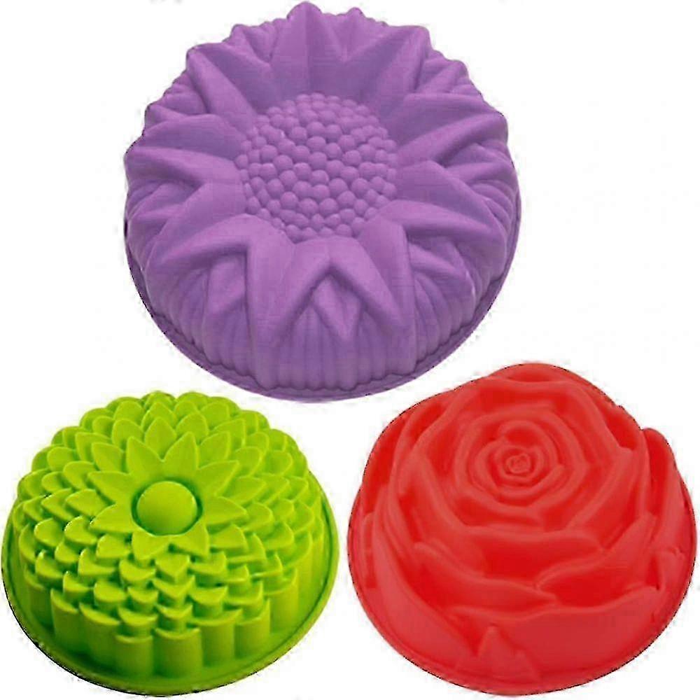 Creative Baker's Delight, BPA-free and FDA Approved Silicone Molds for Multifunctional Use, Non-Stick 3D Flower Pattern Ideal for Home Chefs, 3PCS 202