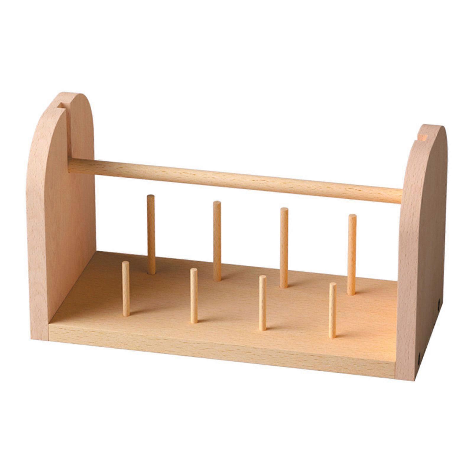 9 Spools Thread Holder Wood Thread Spool Rack Embroidery Thread Organizers Stand for Embroidery Thread Sewing Thread Multicolor