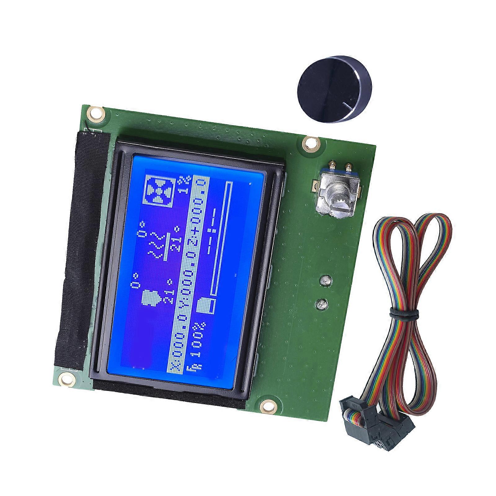 3D Printer LCD Display Screen 12864 Blue Control Panel with Ribbon Cable for 3S 3X 3D Printer Easy Installation Multicolor