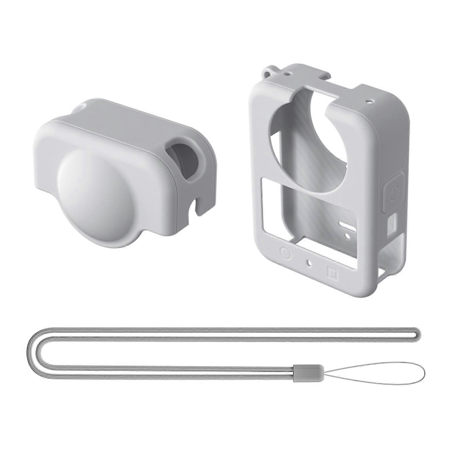 360 Camera Silicone Full Body Case Anti Scratch Lens Protector With Quick Release Adapter Port And Precise Cutouts  light gray