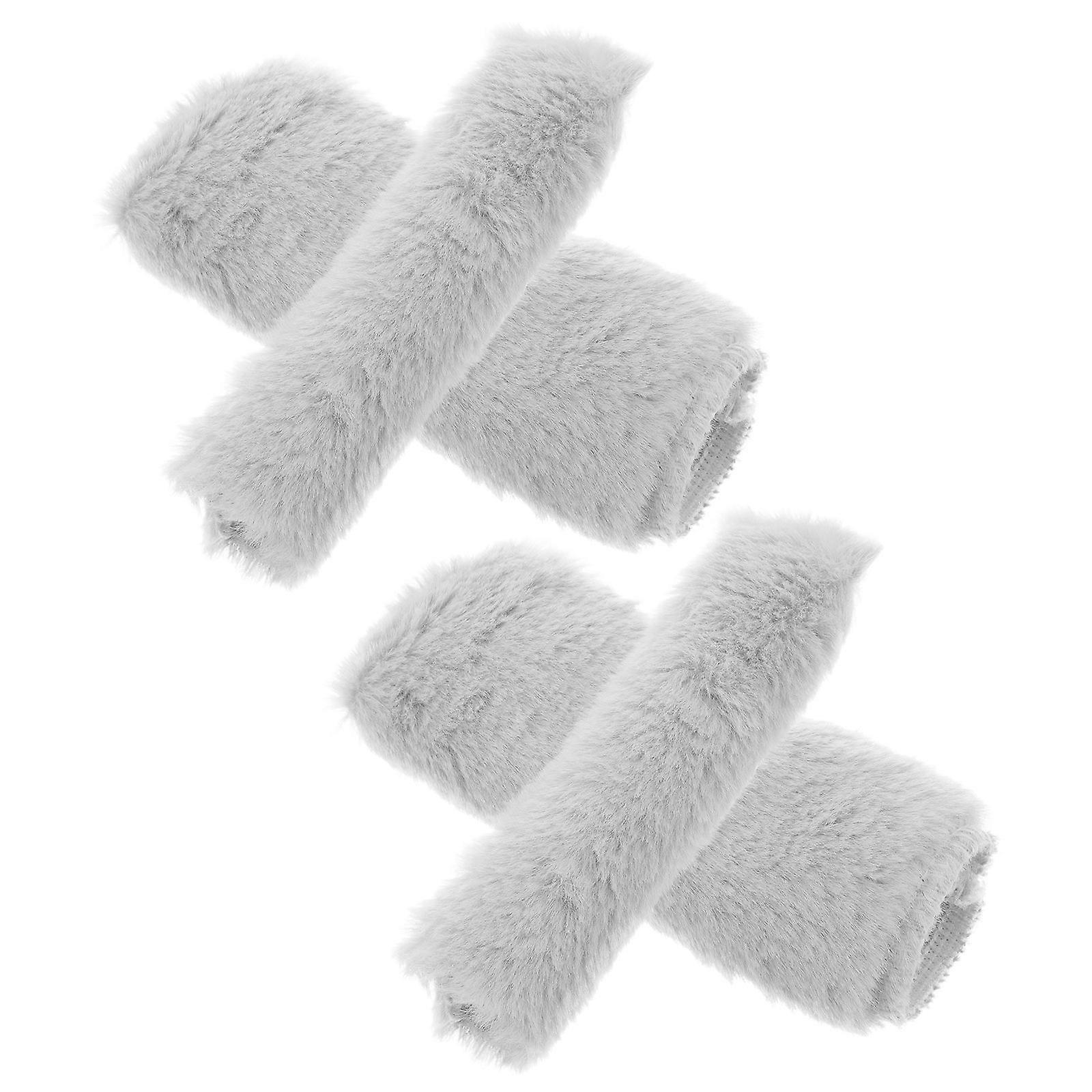 1Set Grey Bike Handlebar Plush Covers for Comfortable Warmth