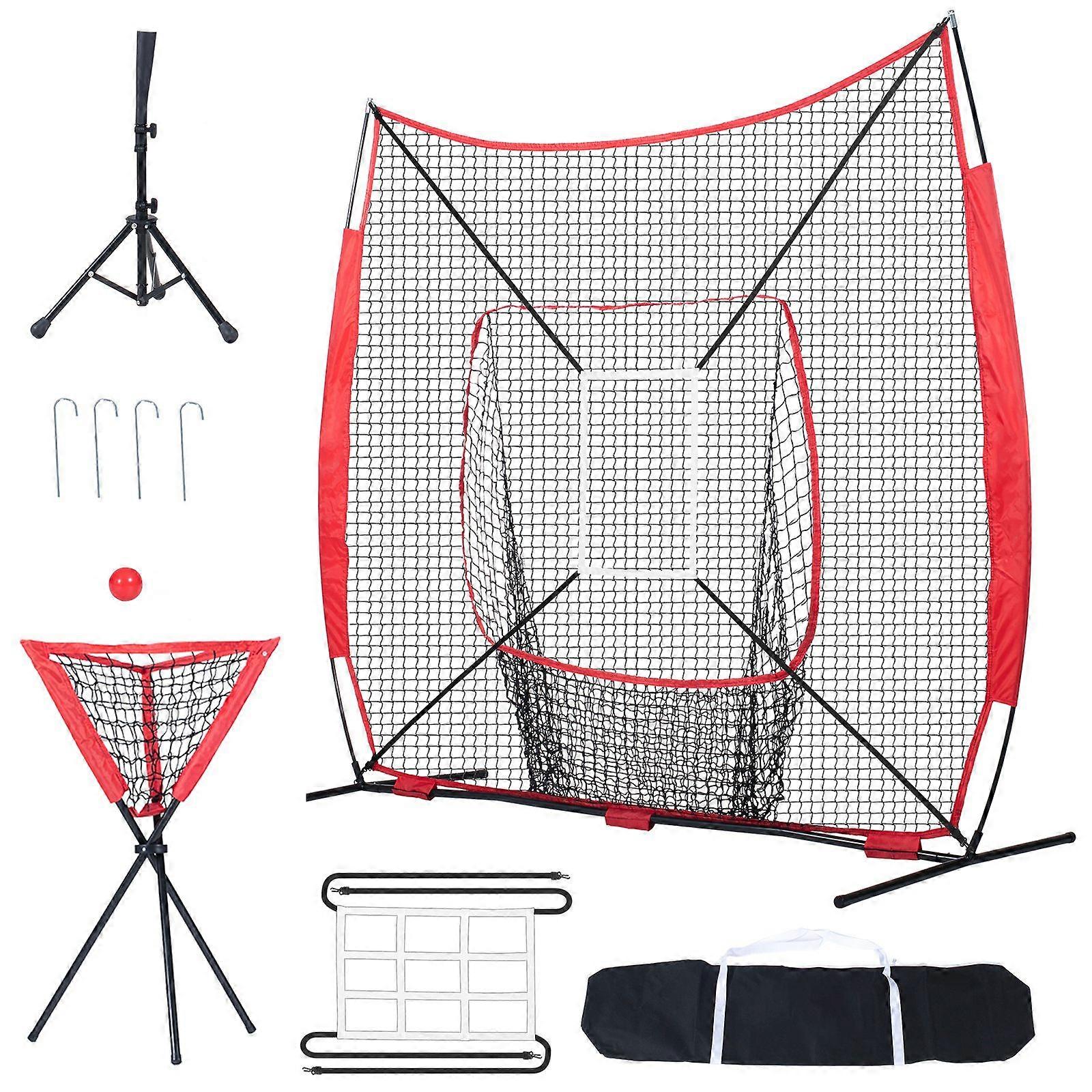 7x7 ft Baseball Softball Practice Net, Portable Baseball Training Netto for å treffe Catching Pitching