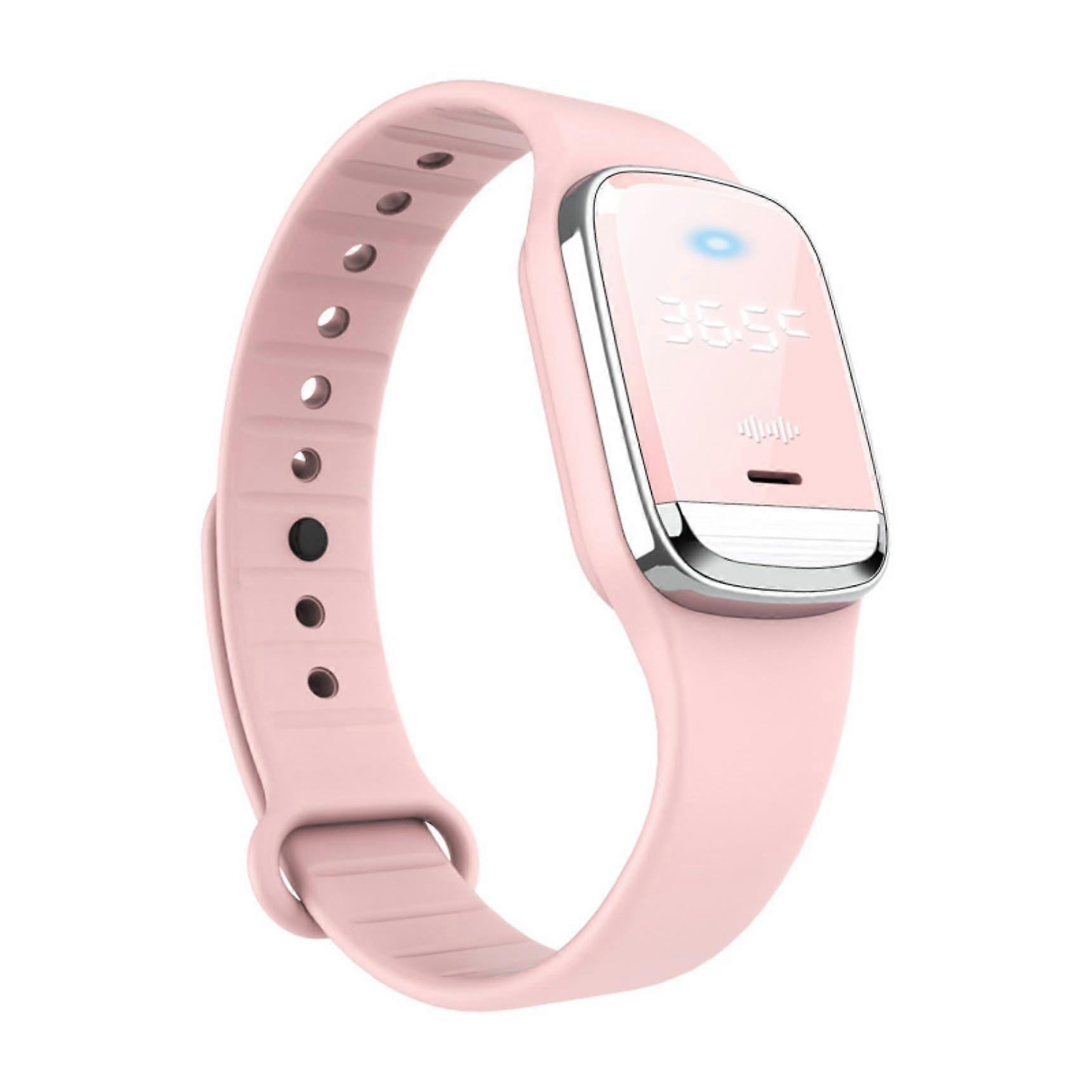 Smart Silicone Wristband with Temperature Monitoring for Kids and Students Dormitory Pink