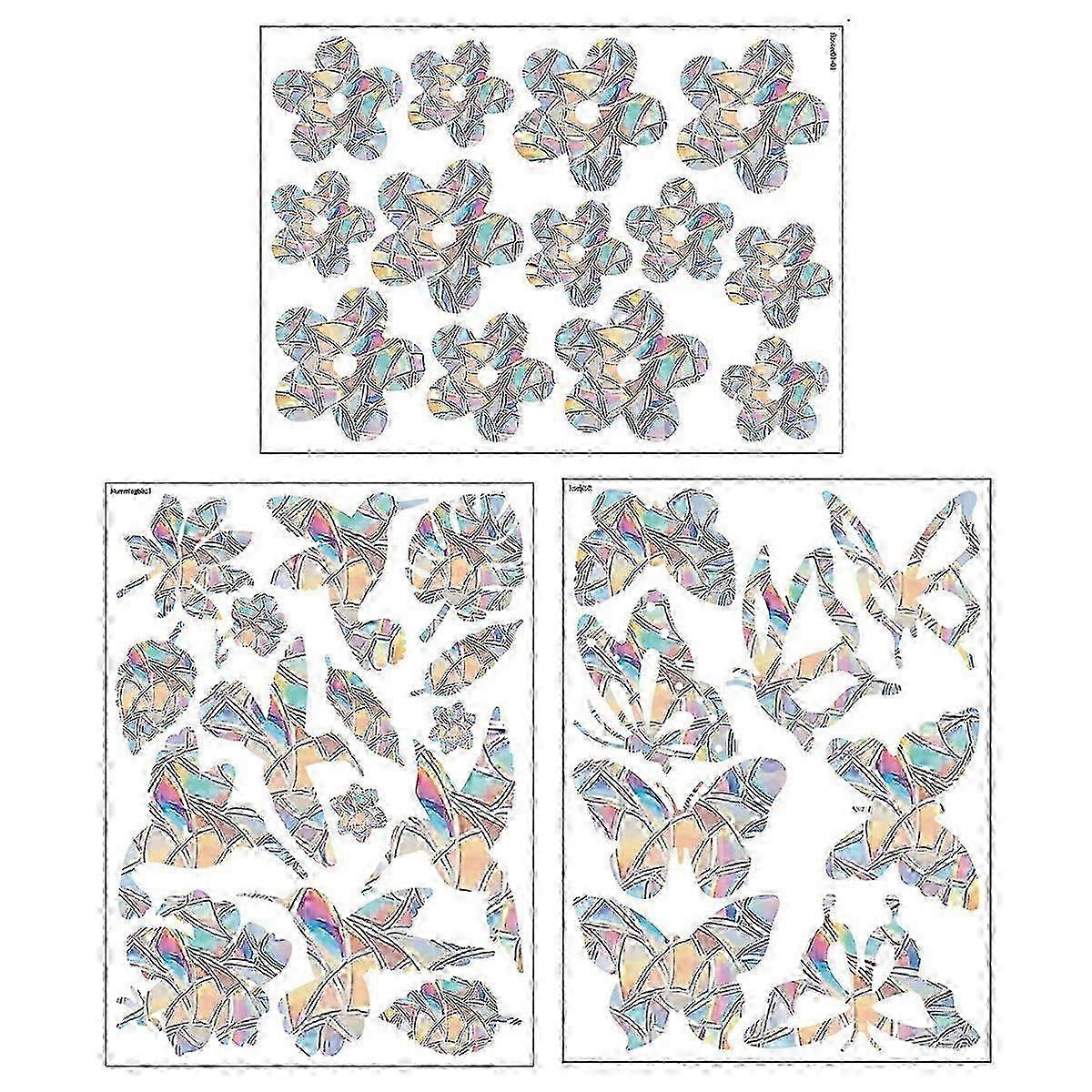 3 sets of various patterns of rainbow prism electrostatic glass stickers PVC decorative window stickers to prevent birds from hitting