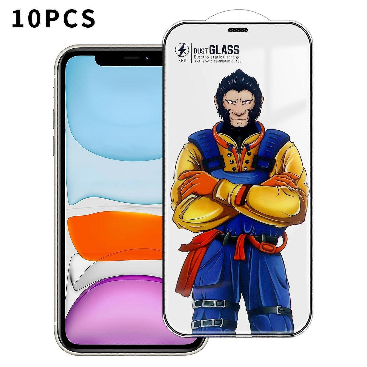 For iPhone 11 10Pcs Full Screen Protector 3D Arc 120C Anti-Static Silk Printing High Aluminium-silic