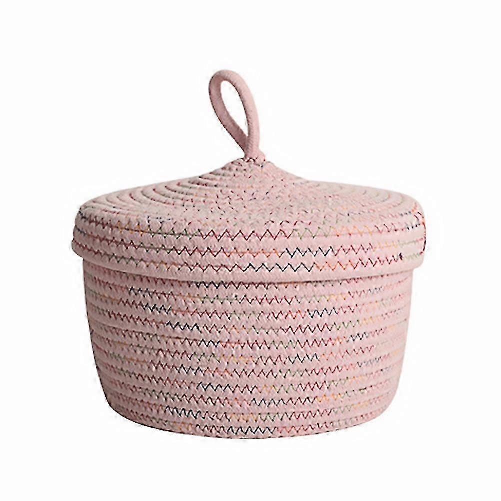 1Pc Creative Storage Basket Remote Controller Organizing Basket with Lid (Pink)