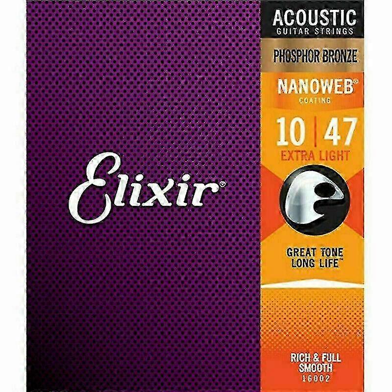 Guitar strings for Elixir, Nanoweb Phosphor Bronze, 16002 16027 16052