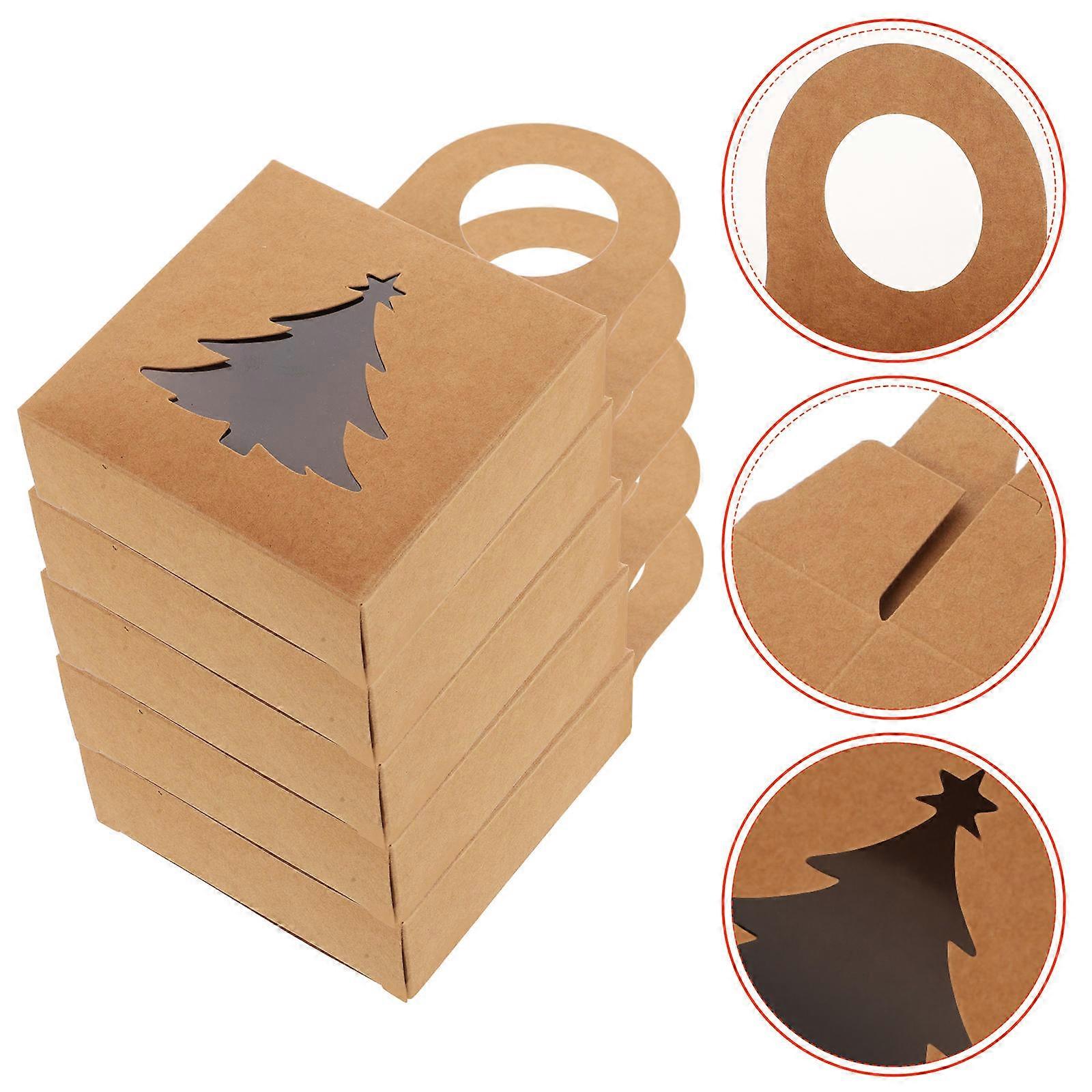 Gift Boxes for Presents Foldable Kraft Paper Rectangular with Clear Window 25Pcs