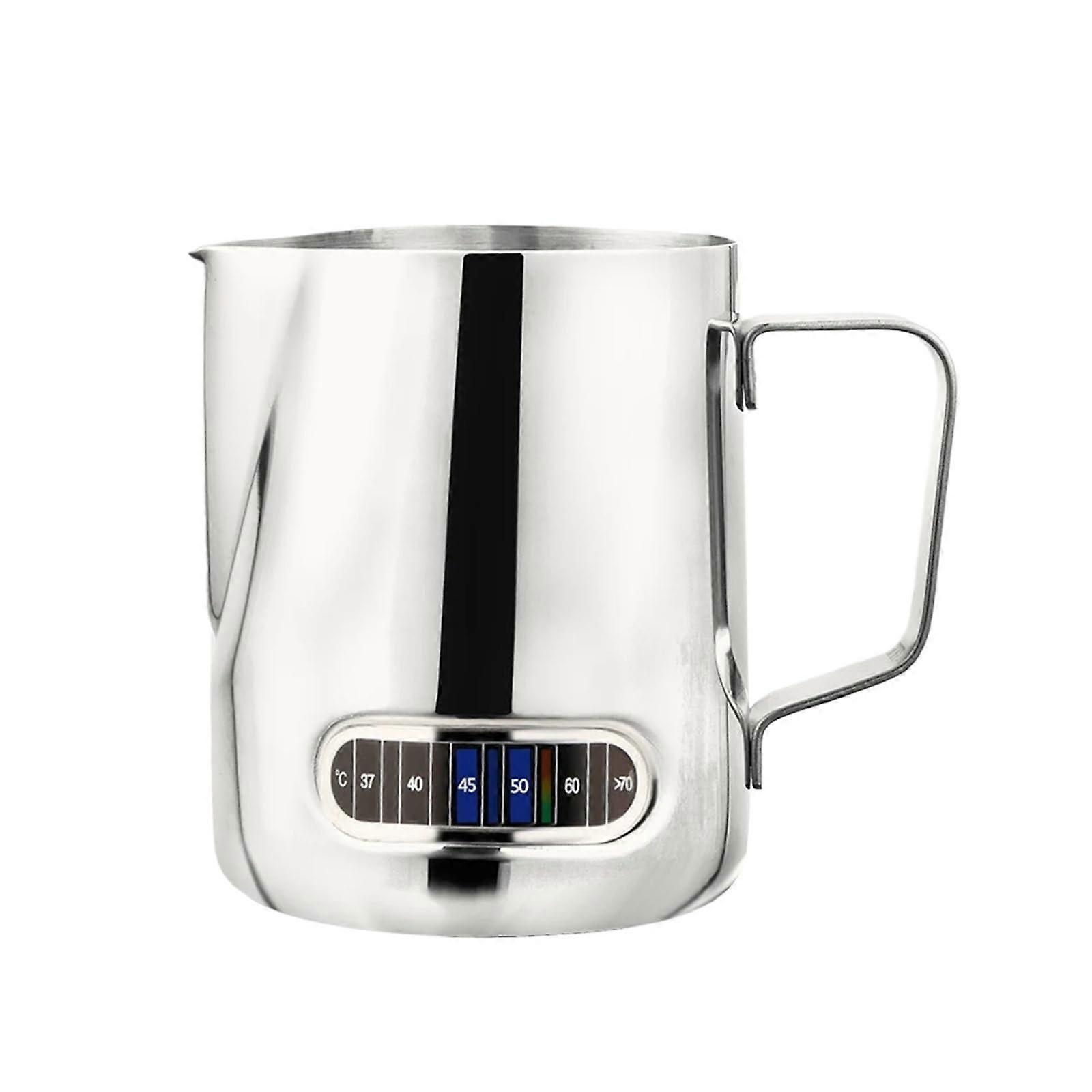 Stainless Steel Milk Frothing Pitcher with Thermometer for Latte Art and Cappuccino Steaming