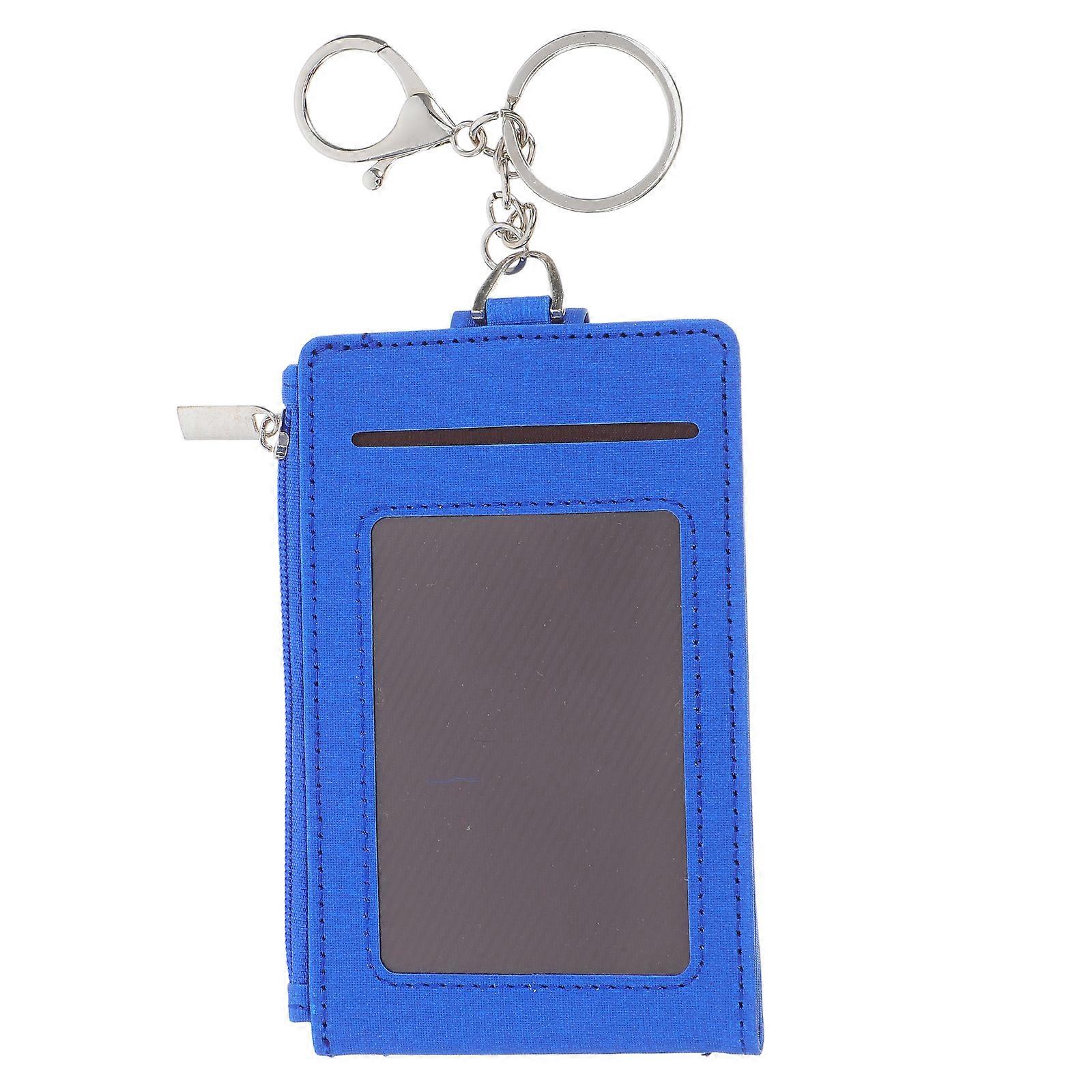 PU Card Holder with Key Ring Car Key Holder Cover for Card Blue