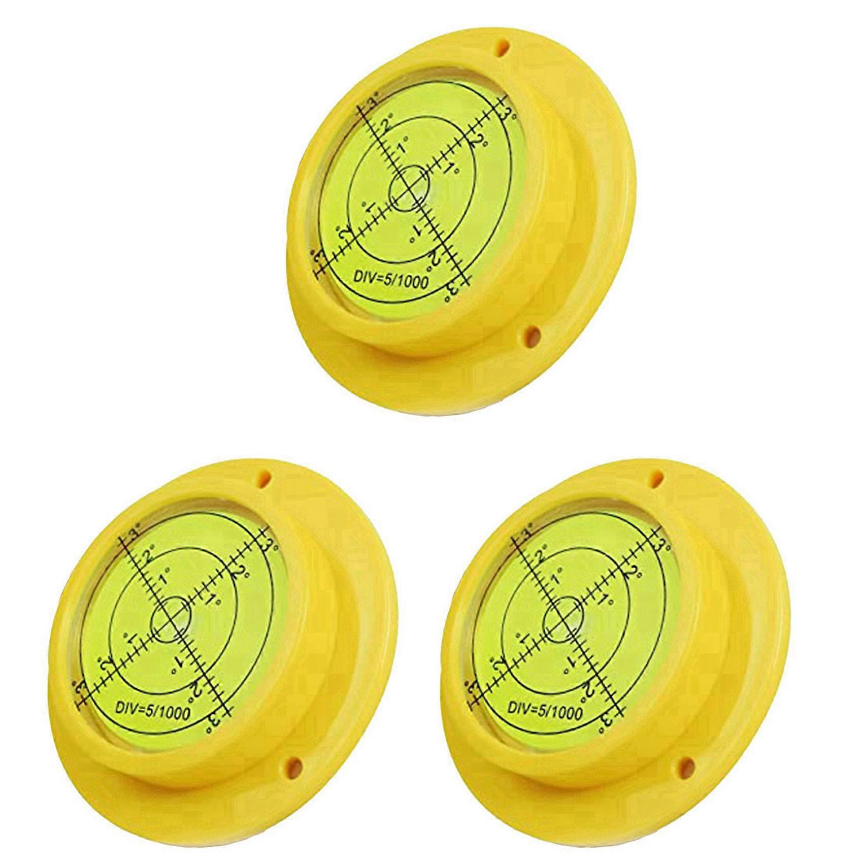 3X Round Bubble Level, 90X17mm High Precision Circular Spirit Level with 3 Mounting Holes, Measuring Instrument Tool