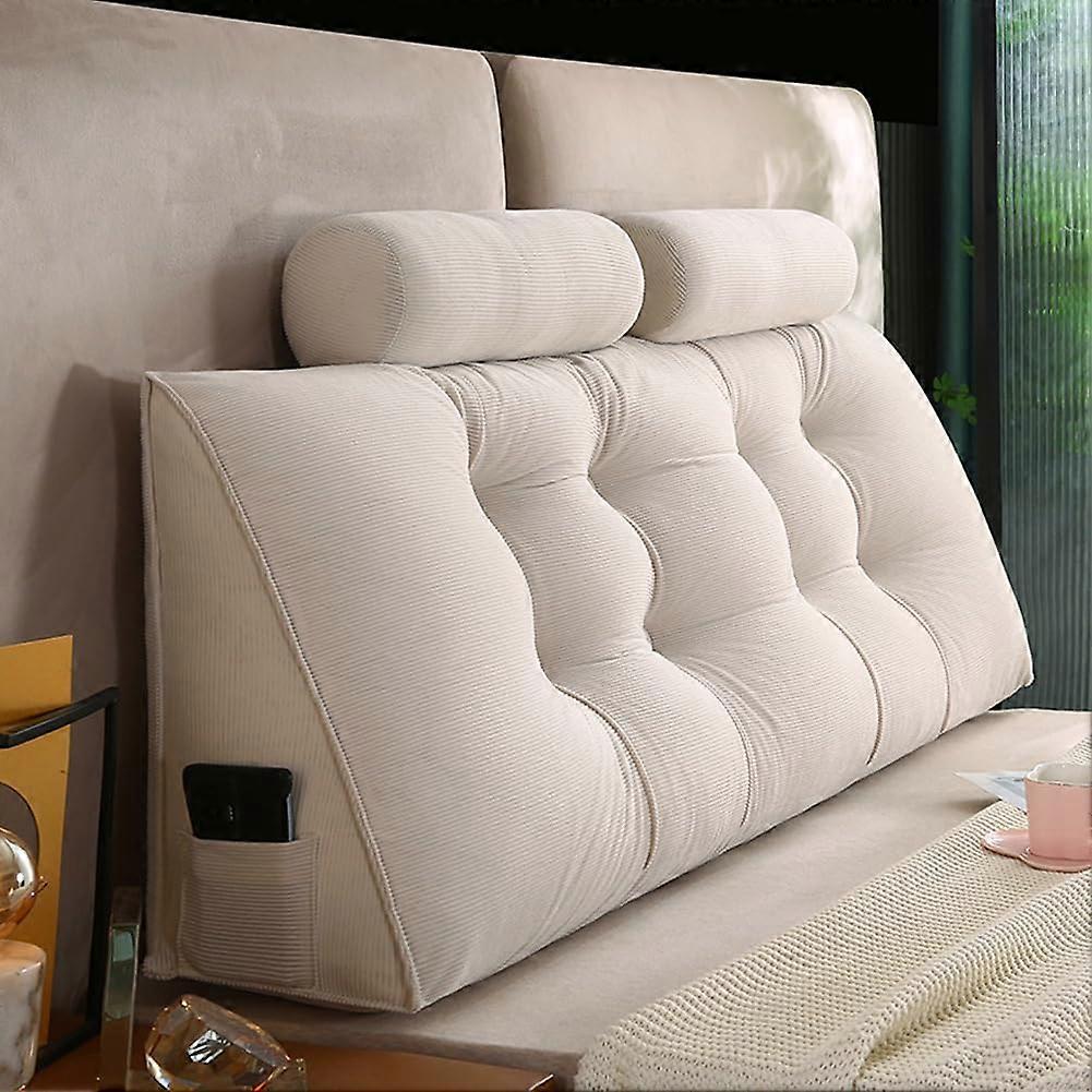 Wedge Pillow with Neck Support for Sitting in Bed, Large Reading Pillow with Back Support, White