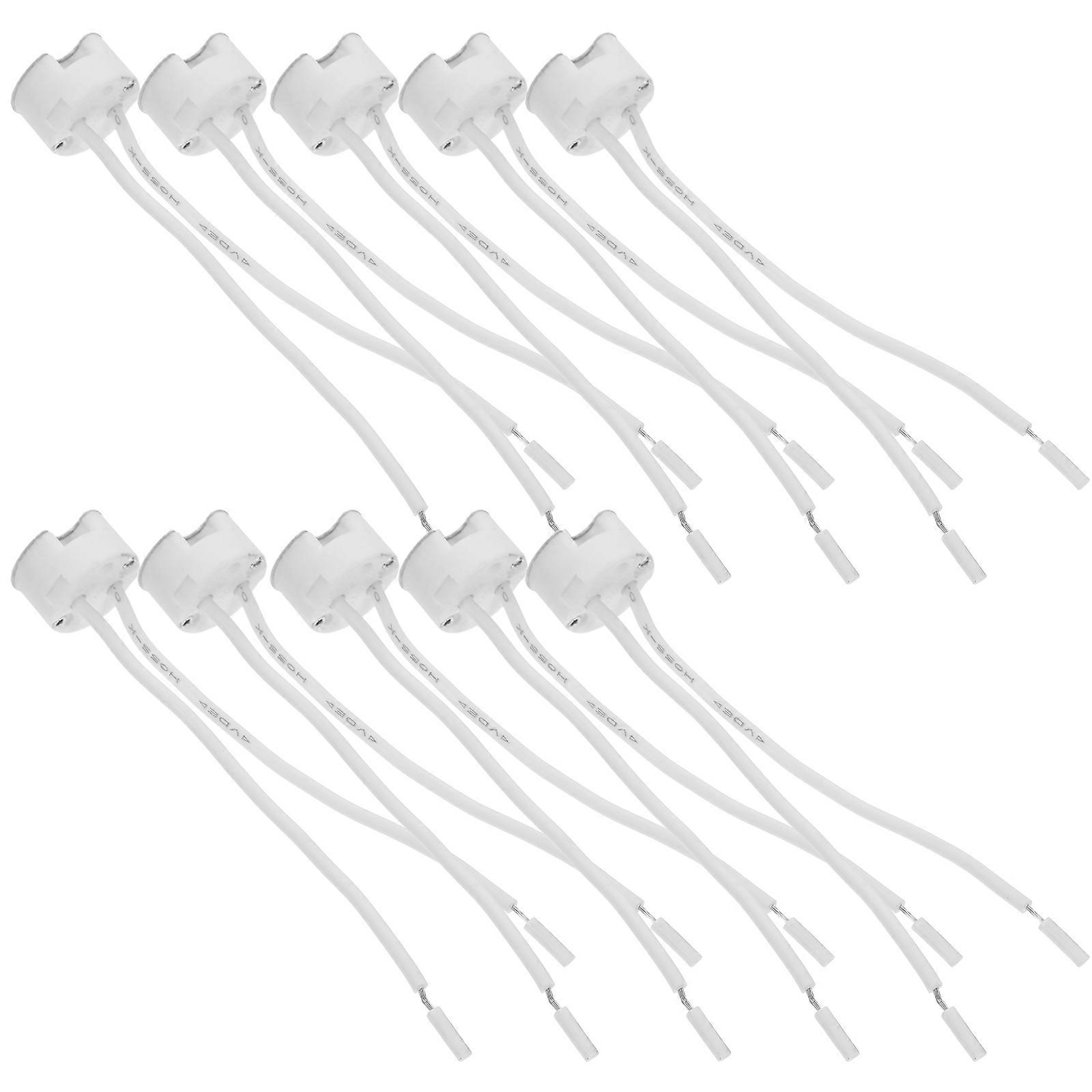 Lamp Bulb Ceramic Socket Adapter for Lamp Use 10Pcs Silver Wire
