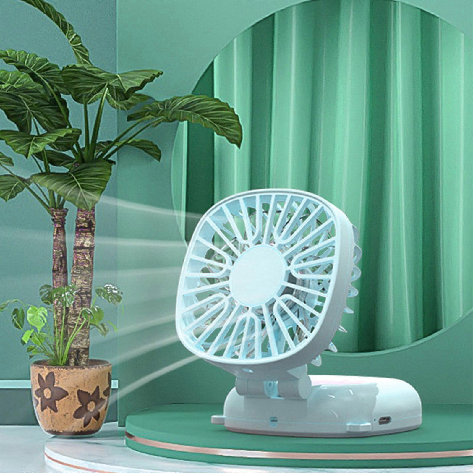 Mini USB Handheld Fan, Reversible Base, 3 Speeds, Vertical Blowing, Rechargeable Brushless, Folding for Easy Storage - Compatible with Home & Office