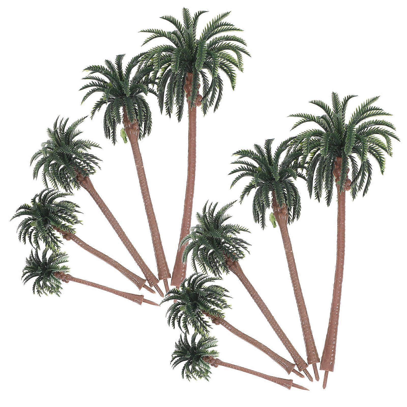 Miniature Tree Model Simulation Coconut Tree Plastic DIY Layout Props 8cm Green 10Pcs/Set