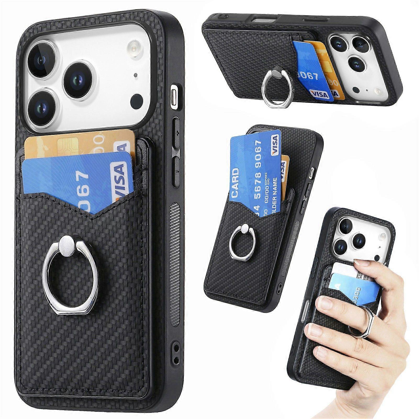 For iPhone 17 Pro Max Case Card Slots Ring Holder Kickstand Phone Cover