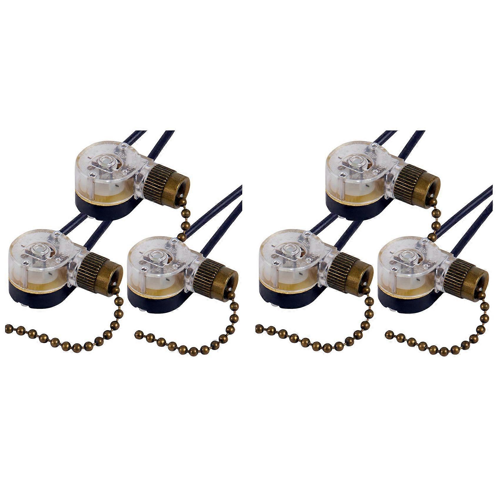 6Pack Ceiling Fan Light Switch ZE-109 Fan Switch Ceiling Pull Chain Switch Replacement (Bronze)