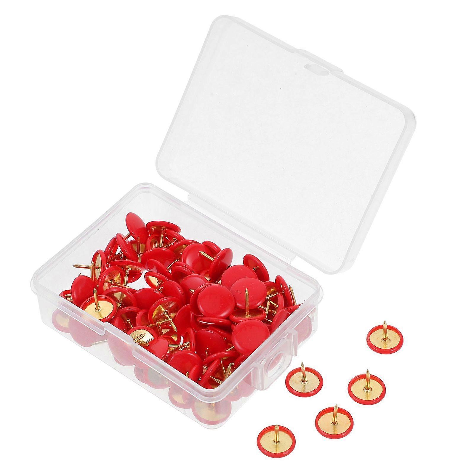 100pcs Thumb Tacks Flat Head Thumb Tacks Red Push Pin Decorative Push Pin For Bulletin Board Cork Board Red Tacks Cork Board Pins