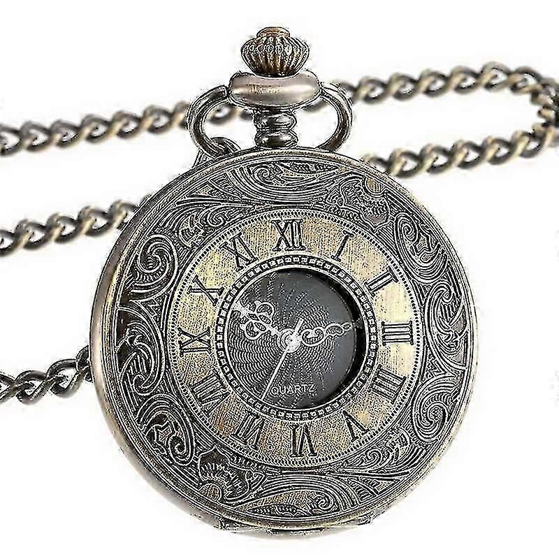 Relógio de aço vintage com ouro de corrente (bronze