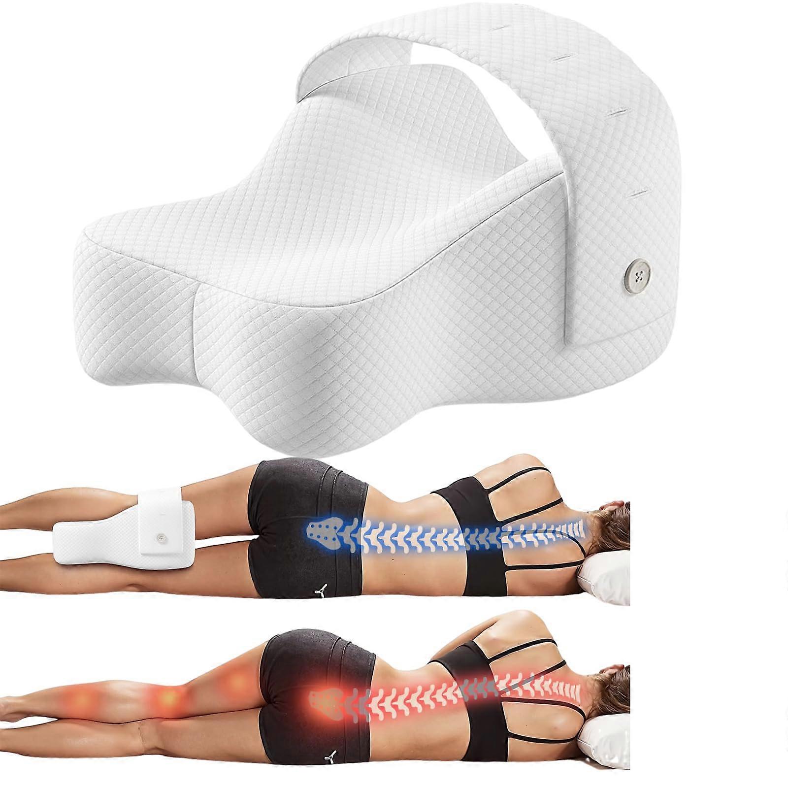 Memory Foam Knee Pillow for Side Sleepers Sciatica Relief with Adjustable Strap and Washable Cover