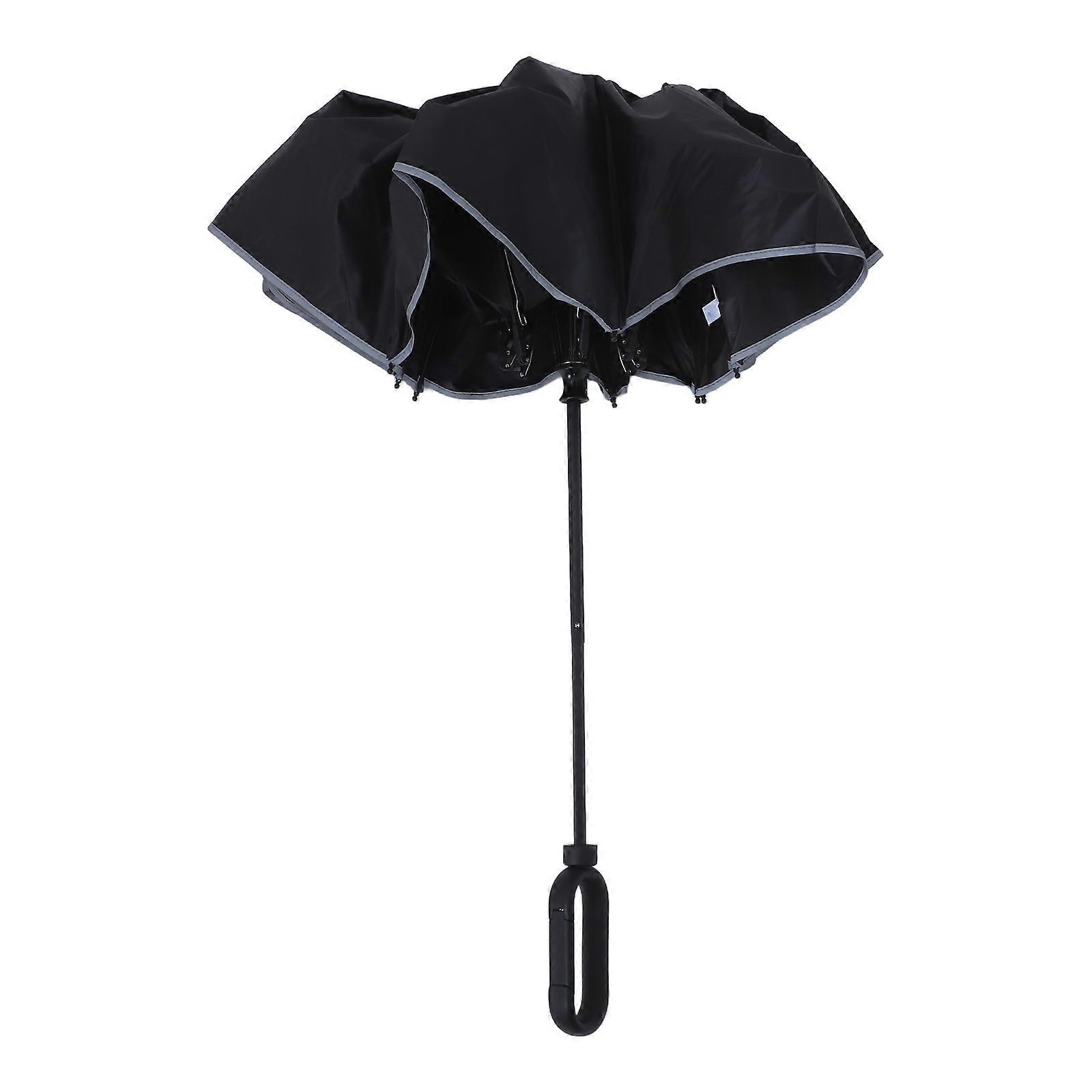 Black Thickened Hook Ring Handle Umbrella for Outdoor Activities