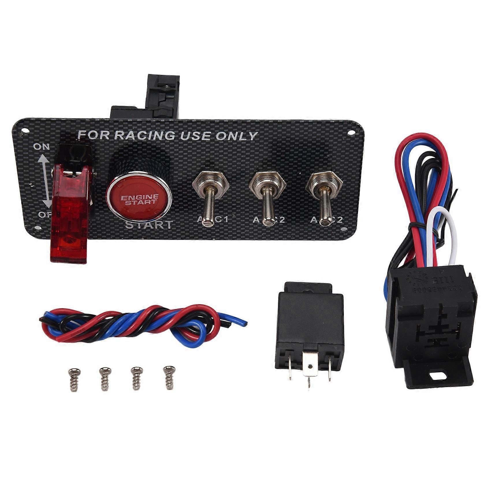 3X 12V Car Ignition Switch Engine Start Push Button 3 Toggle Racing Panel