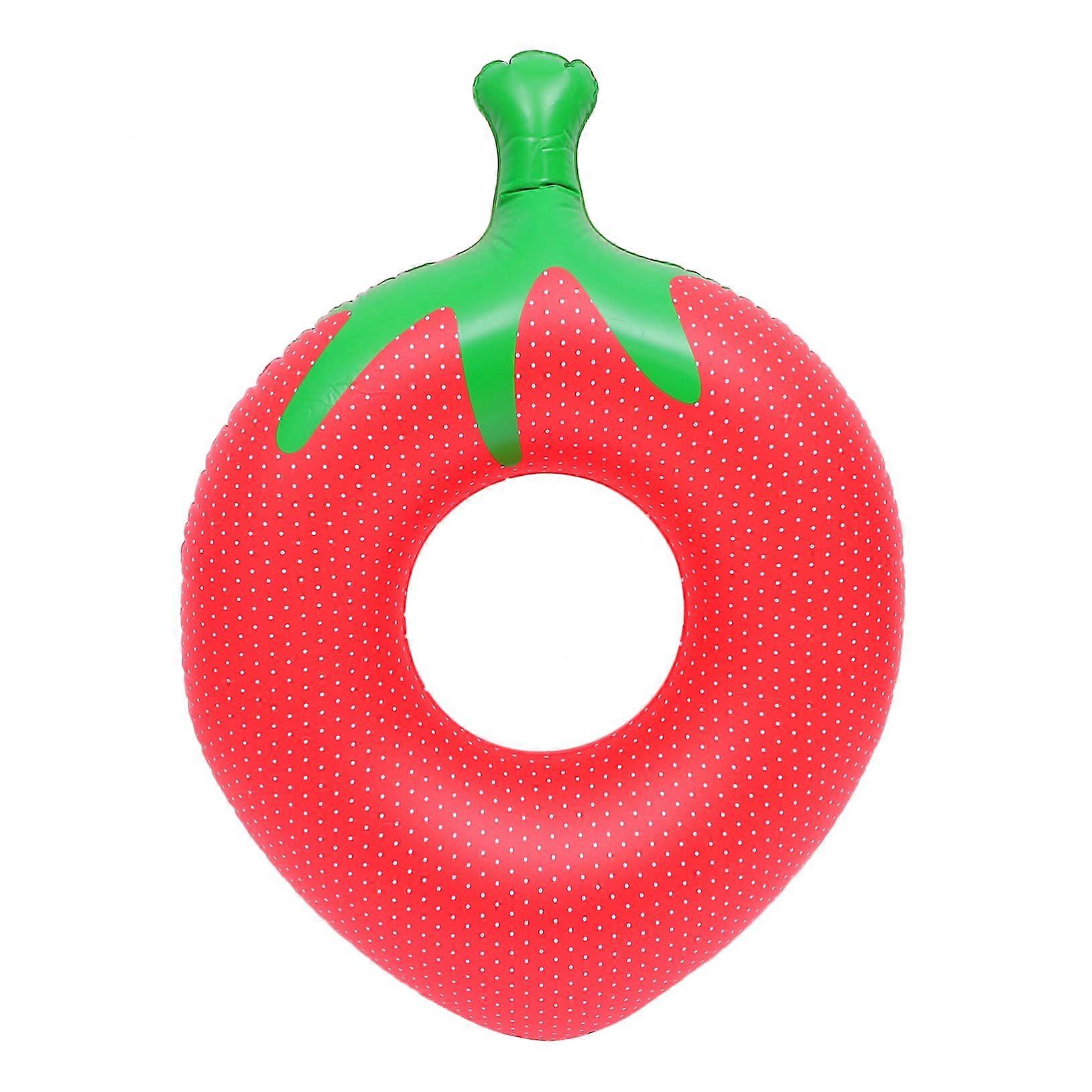 Inflatable Strawberry Swim Ring for Adults 140x100cm Large Red Fruit Design Pool Float