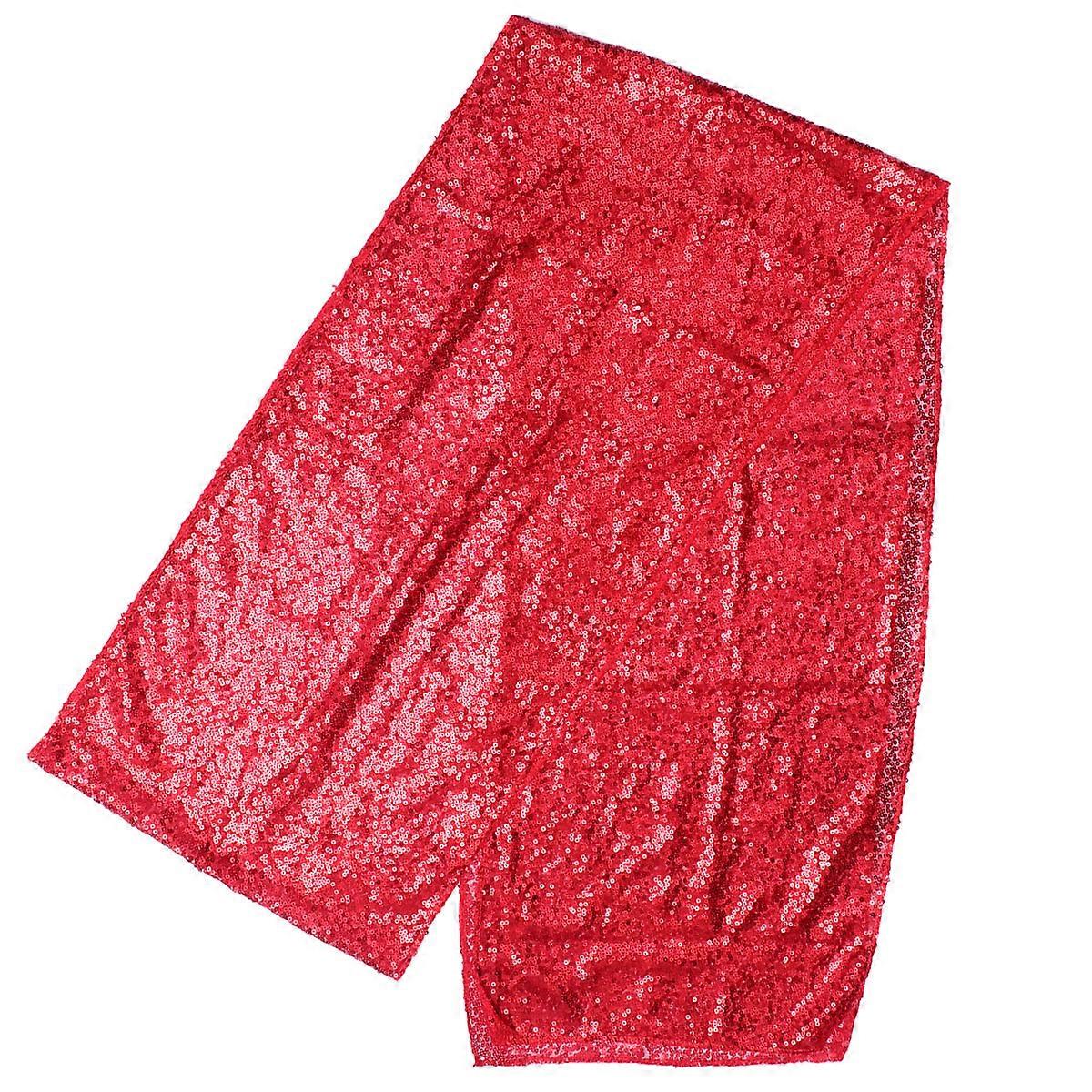 Sequins Tablecloth Creative Table Flag Red 30x180cm Polyester Festive Decoration For Banquet 1Set