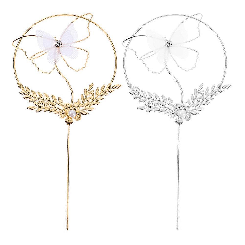 Creative Design Cake Picks Birthday Cake Toppers for Party 2Pcs