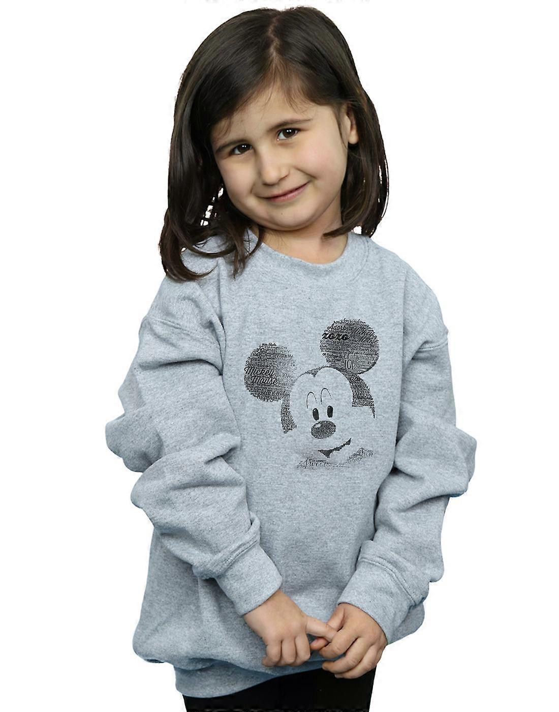 Disney Girls Mickey Mouse Text Face Sweatshirt