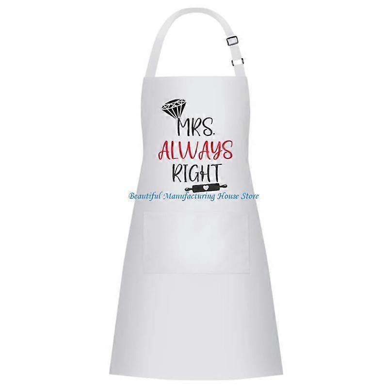 E56A Matching Couple Apron Set Cooking Baking Adjustable Ties Polyester Apparel