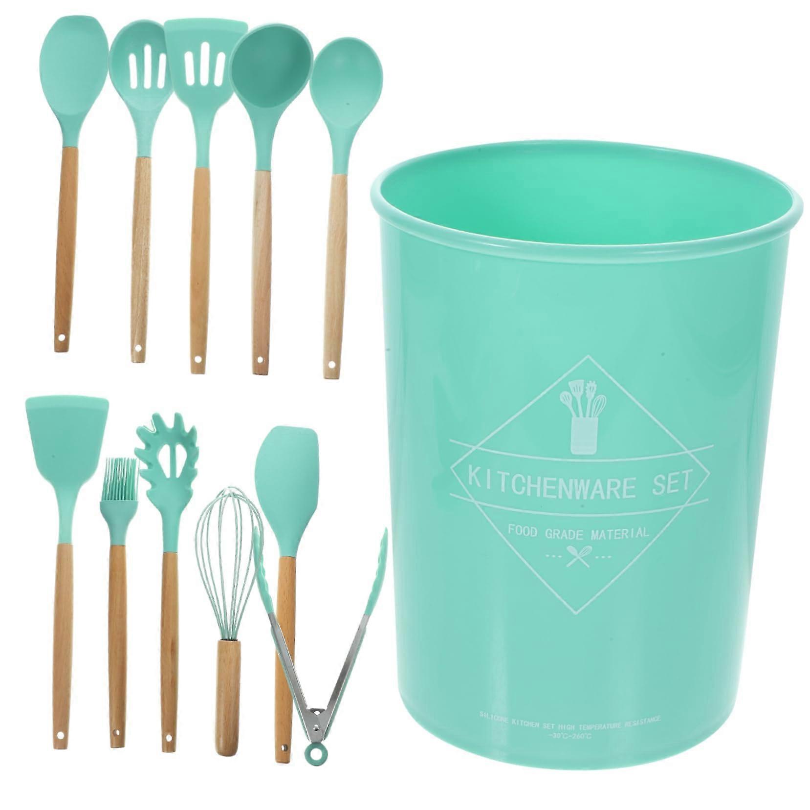 Silicone Cooking Utensil Set Heat Resistant Nonstick Kitchen Baking Tools Light Green