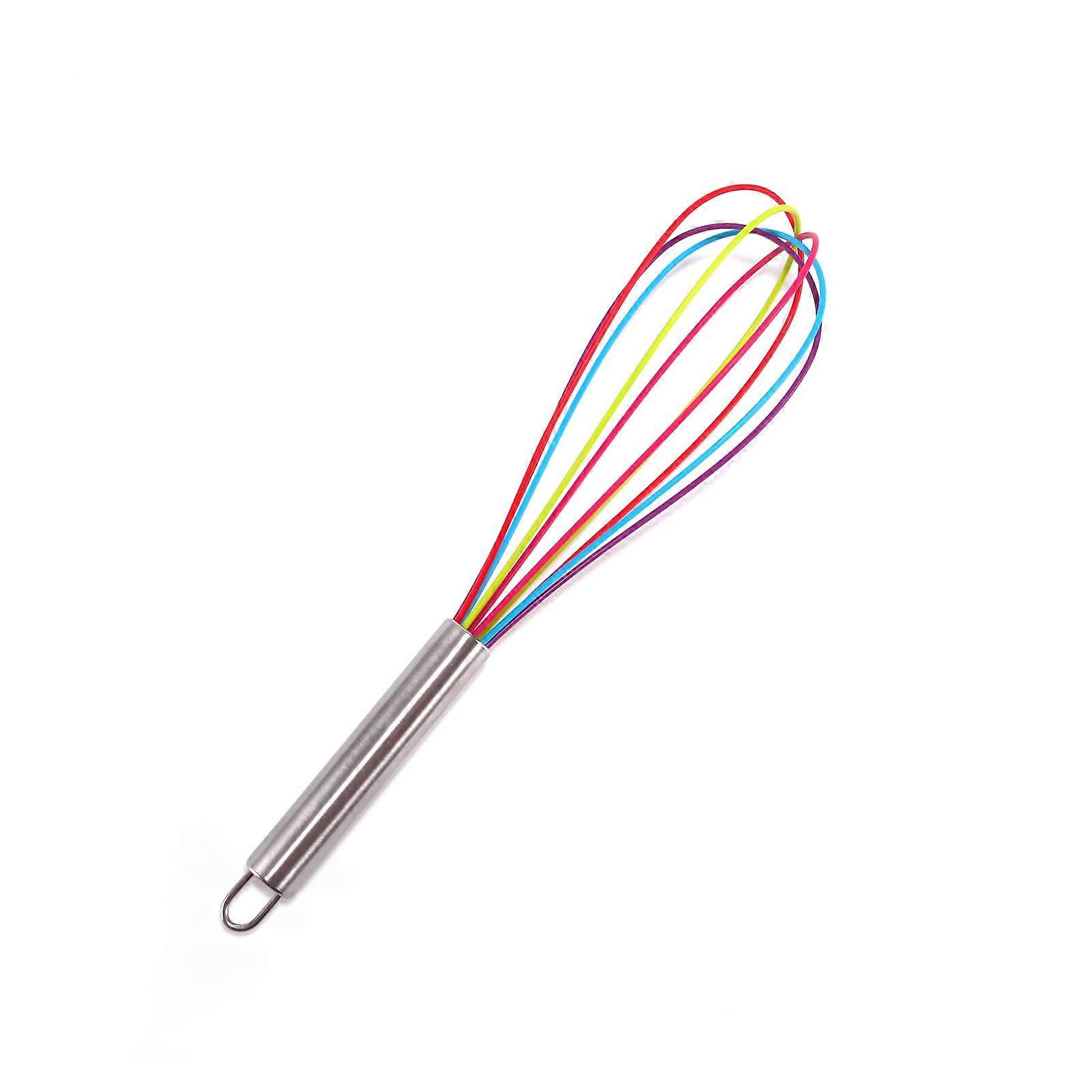 Large Colorful Silicone Whisk with Rustproof Handle for Baking, Cooking, Stirring and Mixing