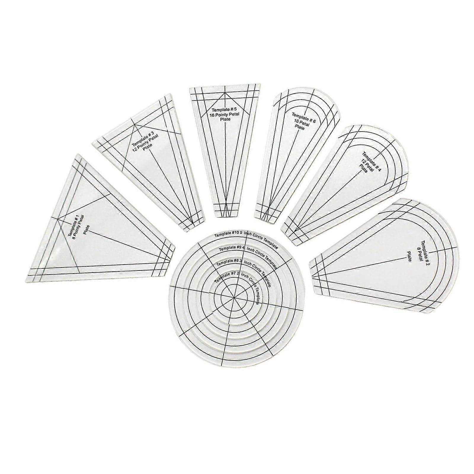 10 PCS Acrylic Quilting Template Ruler Set for Patchwork Sewing, MultiShape Craft Tools