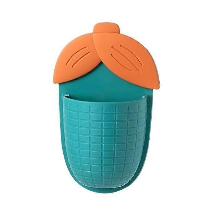 Wall Mounted Utensil Holder with Drain, Cute Corn Shape Kitchen Organizer Rack, Green