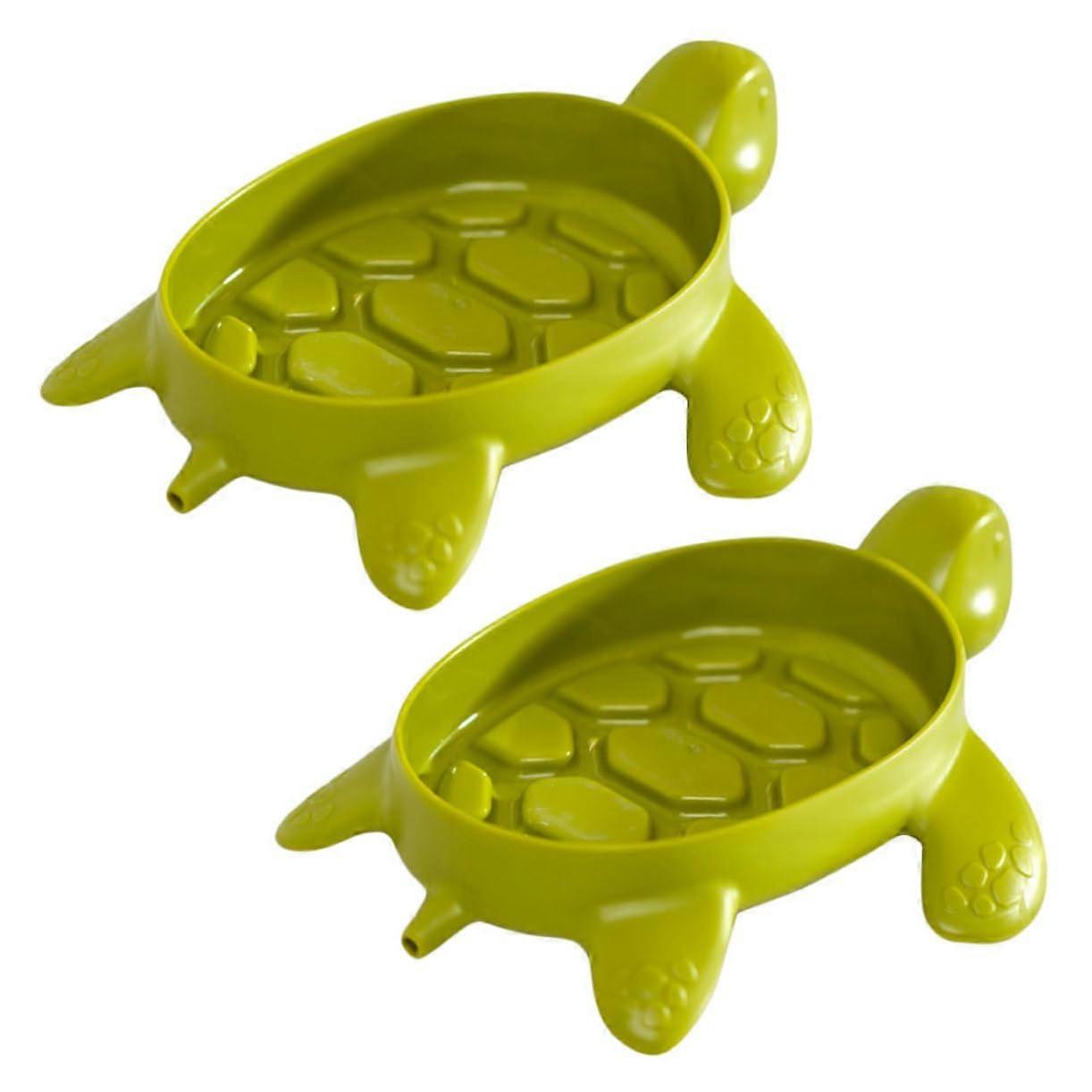 2Pcs Turtle Shaped Soap Dish with Fast Draining Design and Stable Base for Bathroom or Kitchen Sink