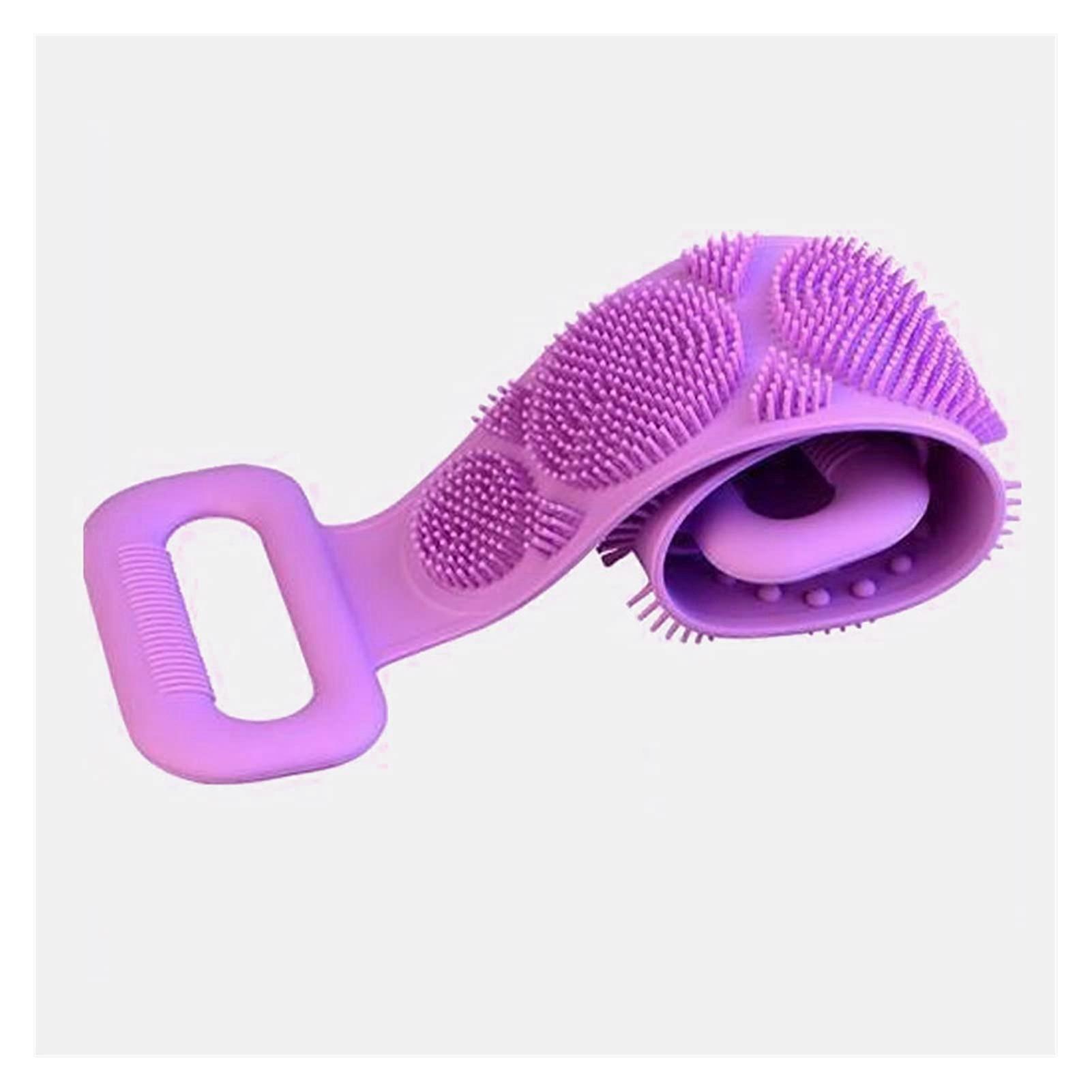 Silicone Bath Brush with DualSided Exfoliation, Back Scrubber for Shower, Ergonomic Handle
