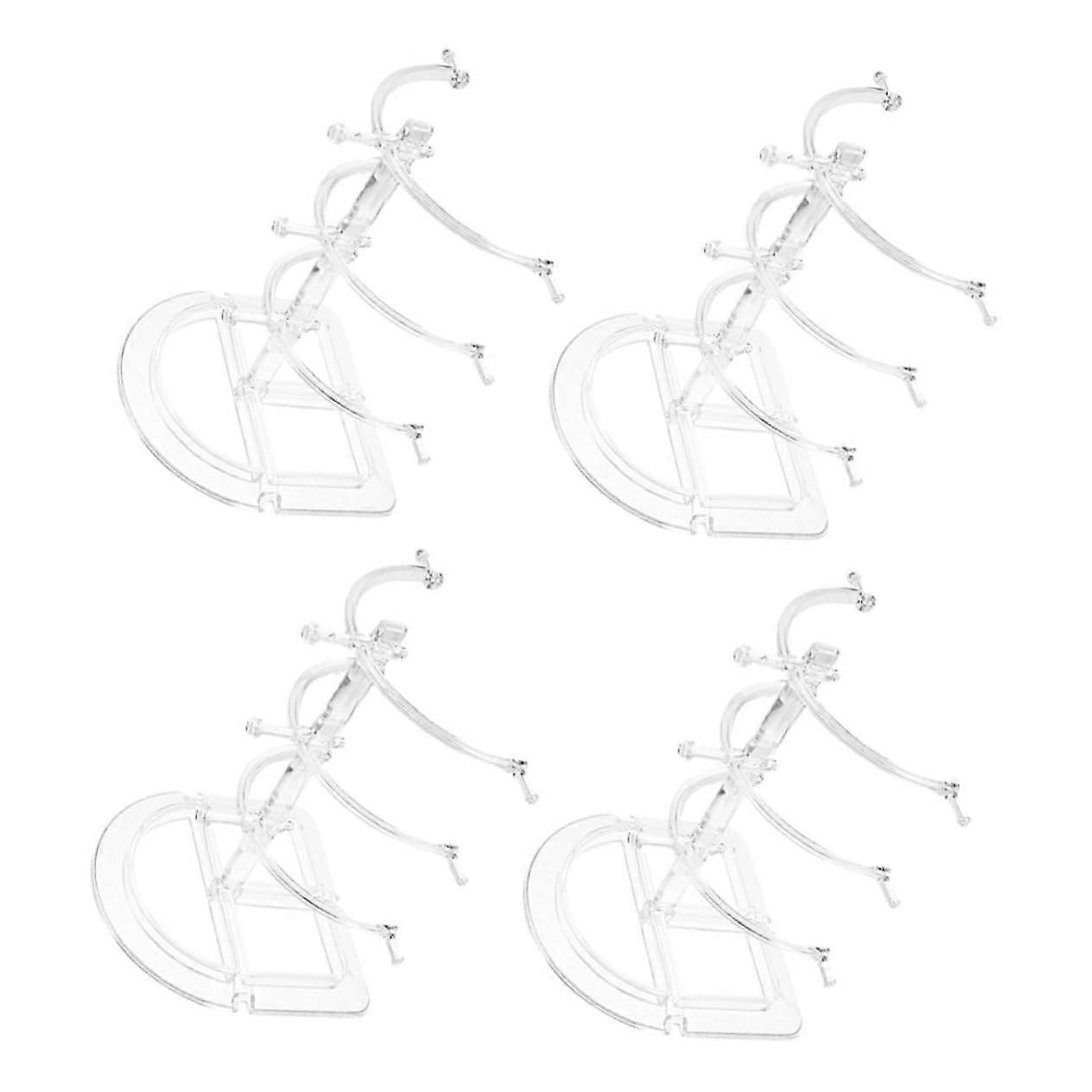 4pcs Clear Multitier Glasses Holder Stand, Spacesaving Eyewear Display Rack with Stable Base