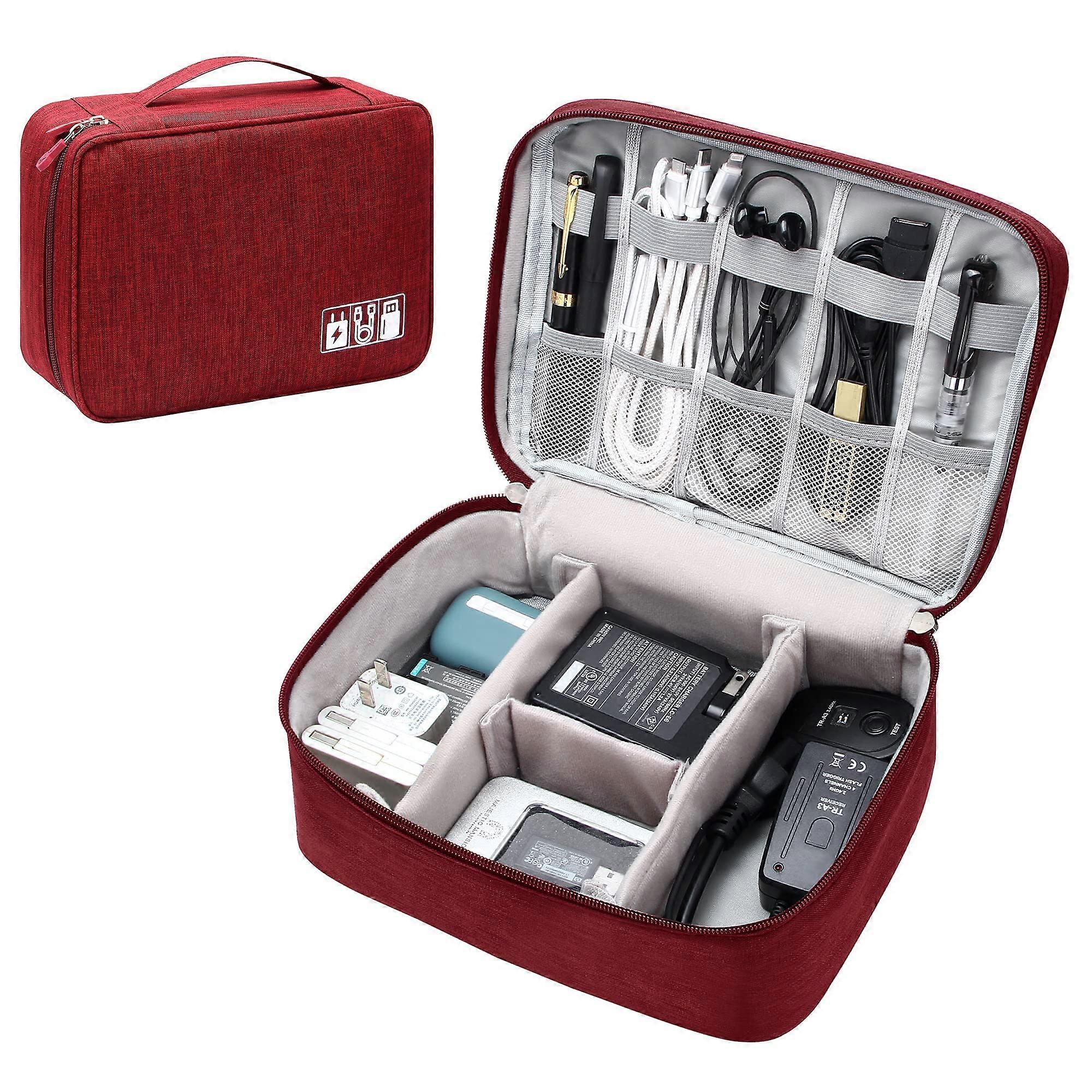 Electronics Organizer Travel Case, Waterproof Cable Storage Bag with Large Capacity and Shockproof Design